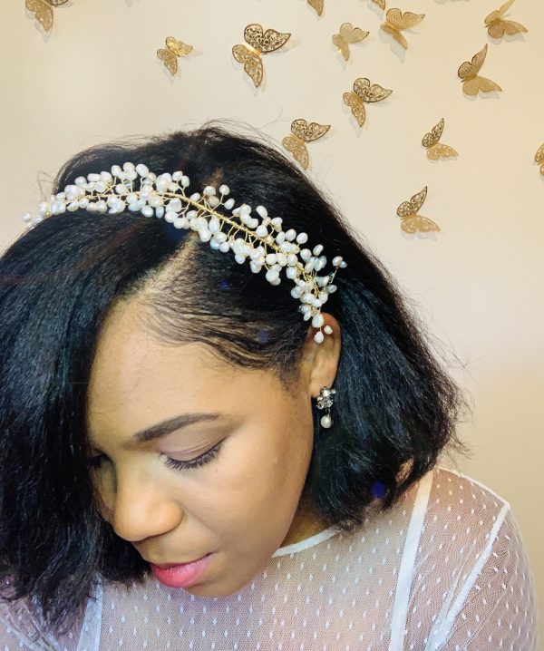 Gold Freshwater Pearl headpiece
