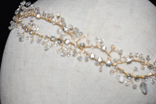 Crystal & Pearl Drama Wrap Headpiece - Image 7