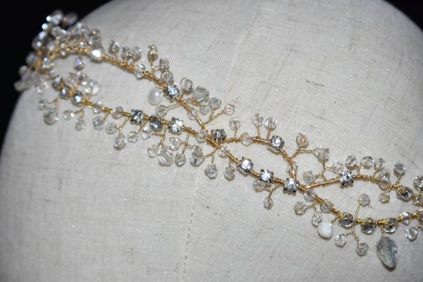 Crystal & Pearl Drama Wrap Headpiece - Image 8