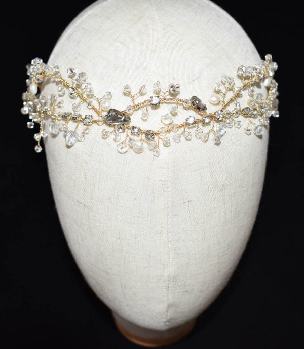 Crystal & Pearl Drama Wrap Headpiece - Image 2
