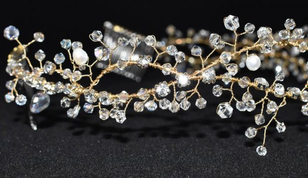 Crystal & Pearl Drama Wrap Headpiece - Image 4