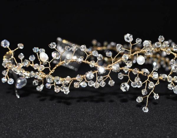 Crystal & Pearl Drama Wrap Headpiece - Image 5