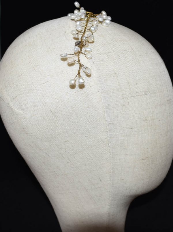 Gold Freshwater Pearl headpiece - Image 3