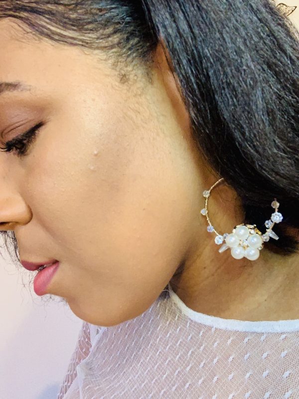 Crystal & Pearl Hoop Earrings - Image 7