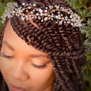 Crystal & Pearl Drama Wrap Headpiece
